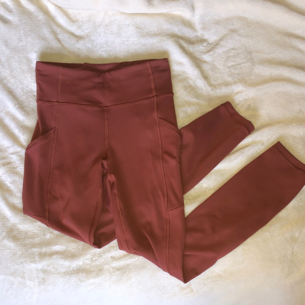 lululemon athletica Rust Red Leggings, Size 4, includes pockets
